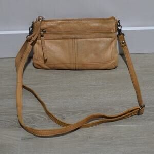 Vilenca Holland Tan Genuine Leather Crossbody Purse